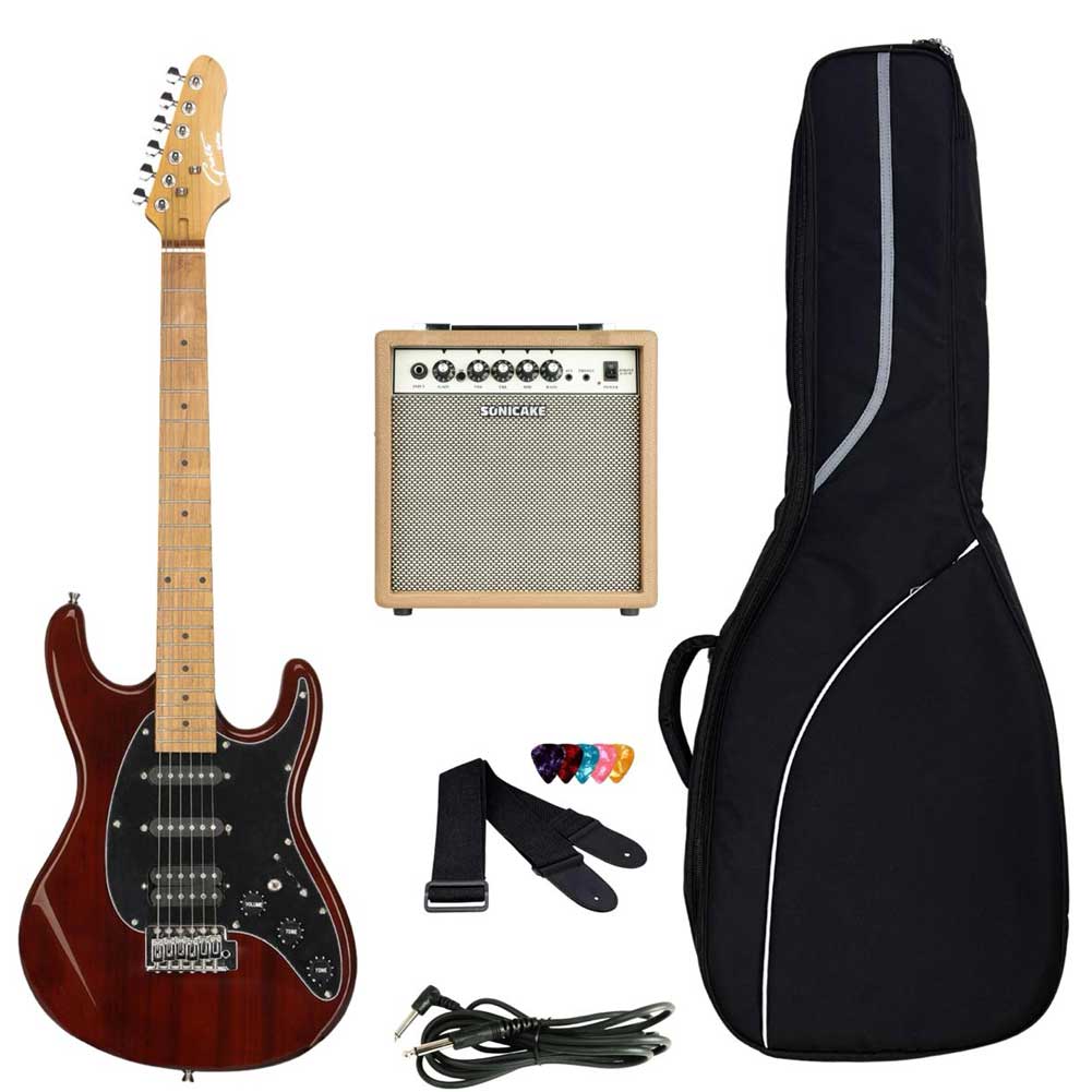 Grote Strat-Style Electric Guitar GTST-01-RD Red Kit HSS Pickup Starter Pack for Adult Beginners with Sonicake Sprint QAM-15 Amp Padded Gig Bag cable Strap Grote Strat-Style Electric Guitar GTST-01-RD Red Kit HSS Pickup Starter Pack for Adult Beginners with Sonicake Sprint QAM-15 Amp Padded Gig Bag cable Strap