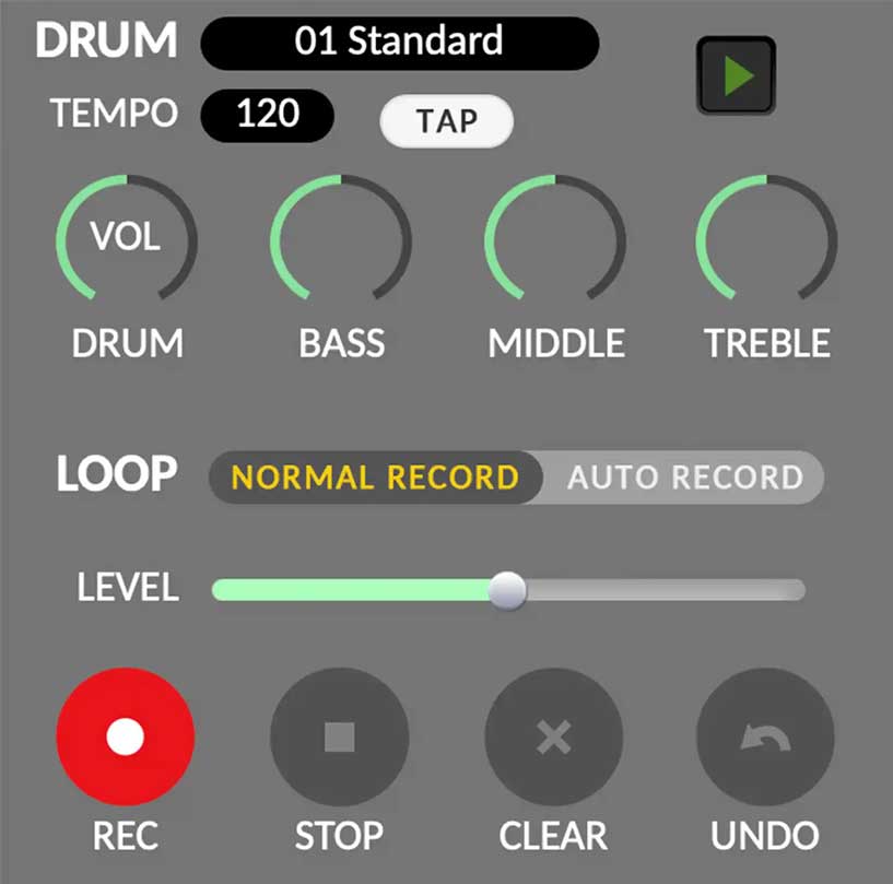 Integrated looper and drum machine