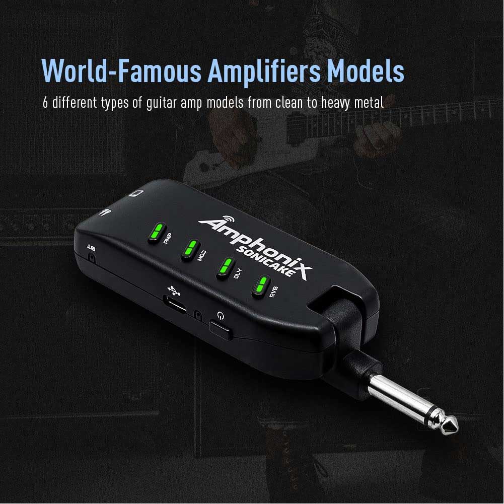SONICAKE QAP-10 Amphonix Plug-in USB Chargable Portable Pocket Guitar Bass Headphone Amp Carry-On Bluetooth Bedroom Multi-Effects