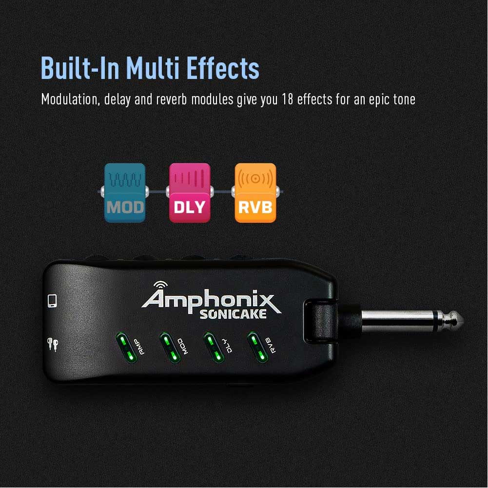 SONICAKE QAP-10 Amphonix Plug-in USB Chargable Portable Pocket Guitar Bass Headphone Amp Carry-On Bluetooth Bedroom Multi-Effects