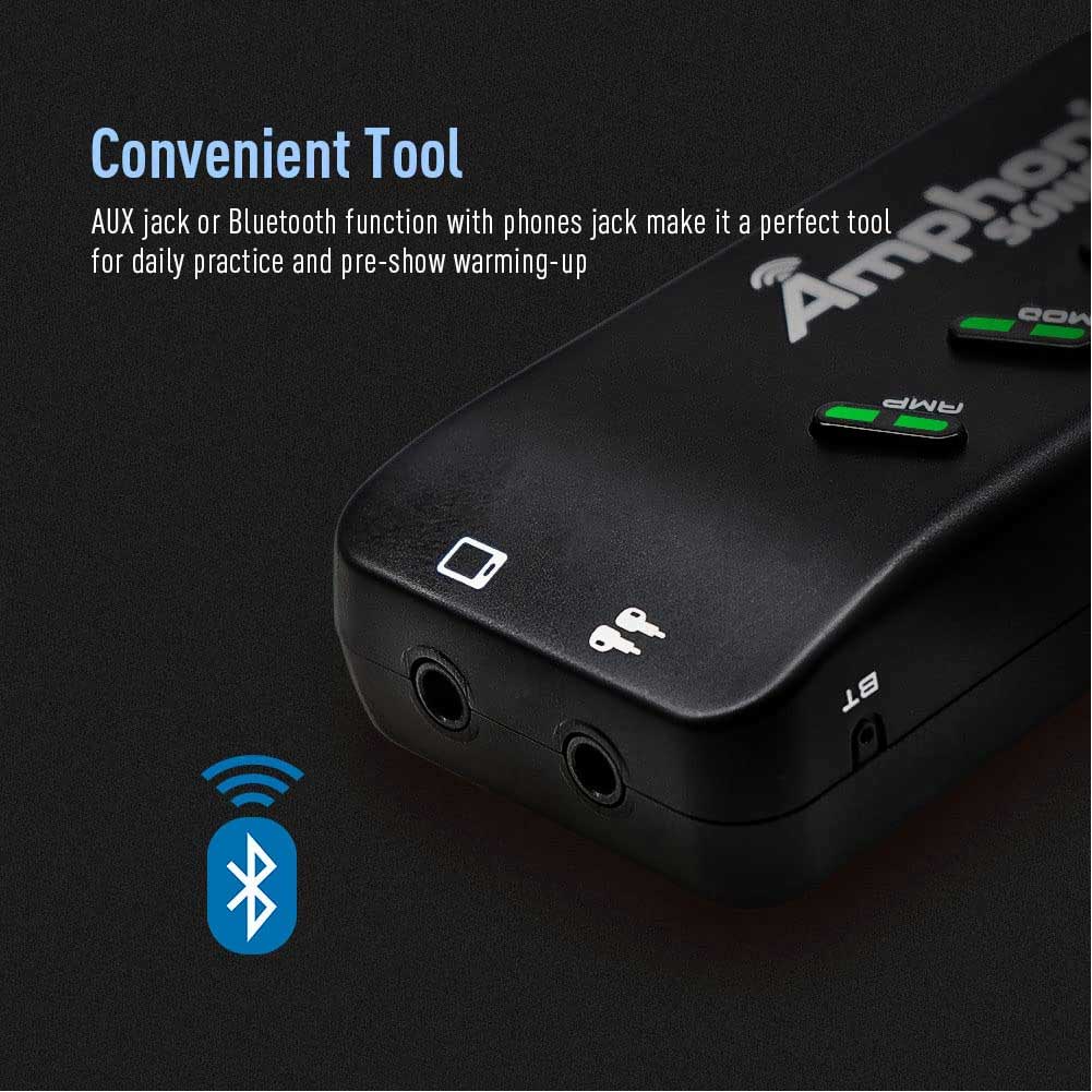 SONICAKE QAP-10 Amphonix Plug-in USB Chargable Portable Pocket Guitar Bass Headphone Amp Carry-On Bluetooth Bedroom Multi-Effects