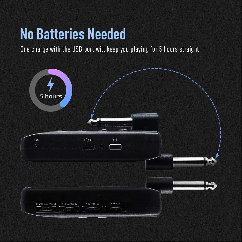 SONICAKE QAP-10 Amphonix Plug-in USB Chargable Portable Pocket Guitar Bass Headphone Amp Carry-On Bluetooth Bedroom Multi-Effects