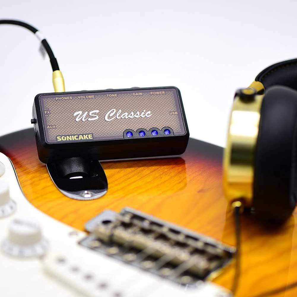 SONICAKE QAP-2 US Classic Guitar Headphone Amp Mini Guitar Headphone Amplifier Rechargeable Plug-in Pocket Bedroom Overdrive Reverb Effects