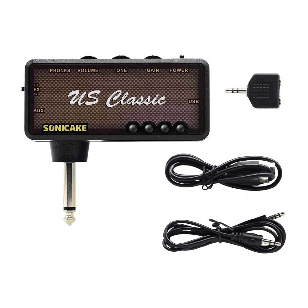 SONICAKE QAP-2 US Classic Guitar Headphone Amp Mini Guitar Headphone Amplifier Rechargeable Plug-in Pocket Bedroom Overdrive Reverb Effects