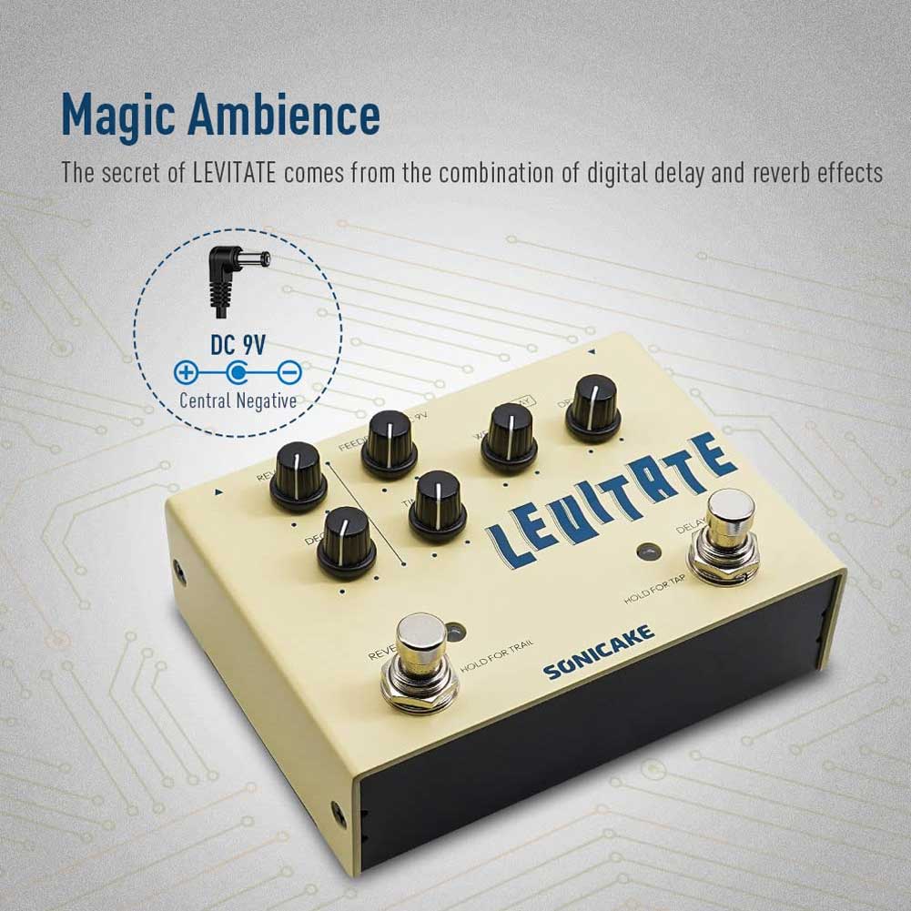 SONICAKE QDS-02 Levitate Digital Delay and Reverb Guitar Pedal 2 in 1 Guitar Effects Pedal