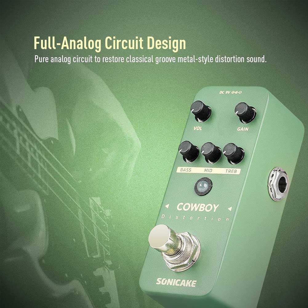 SONICAKE QSS-25 Cowboy Distortion Guitar Pedal, Mini High Gain Distortion Pedal for Electric Guitar and Bass, 2 Modes, Heavy Duty Metal Footswitch, True Bypass SONICAKE QSS-25 Cowboy Distortion Guitar Pedal, Mini High Gain Distortion Pedal for Electric Guitar and Bass, 2 Modes, Heavy Duty Metal Footswitch, True Bypass