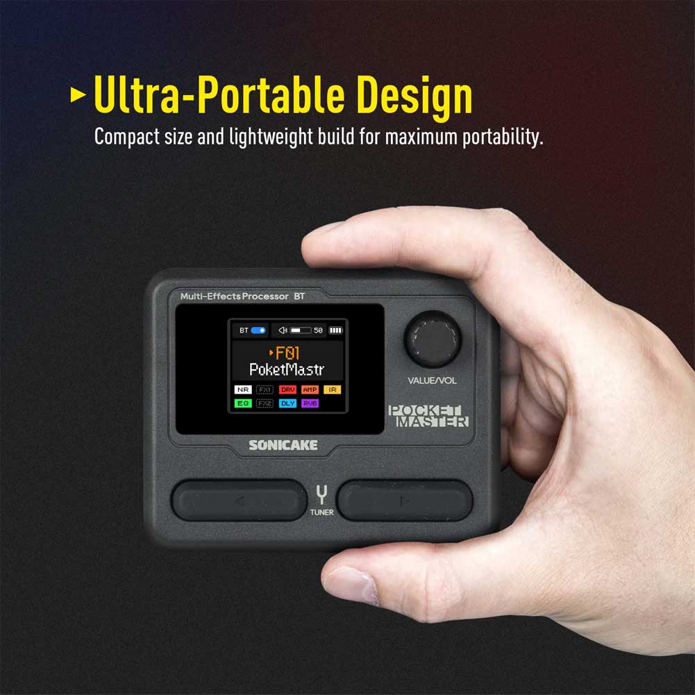 SONICAKE QME-10 BK Pocket Master Compact Guitar Multi Effects Processor with Built-in lithium battery
