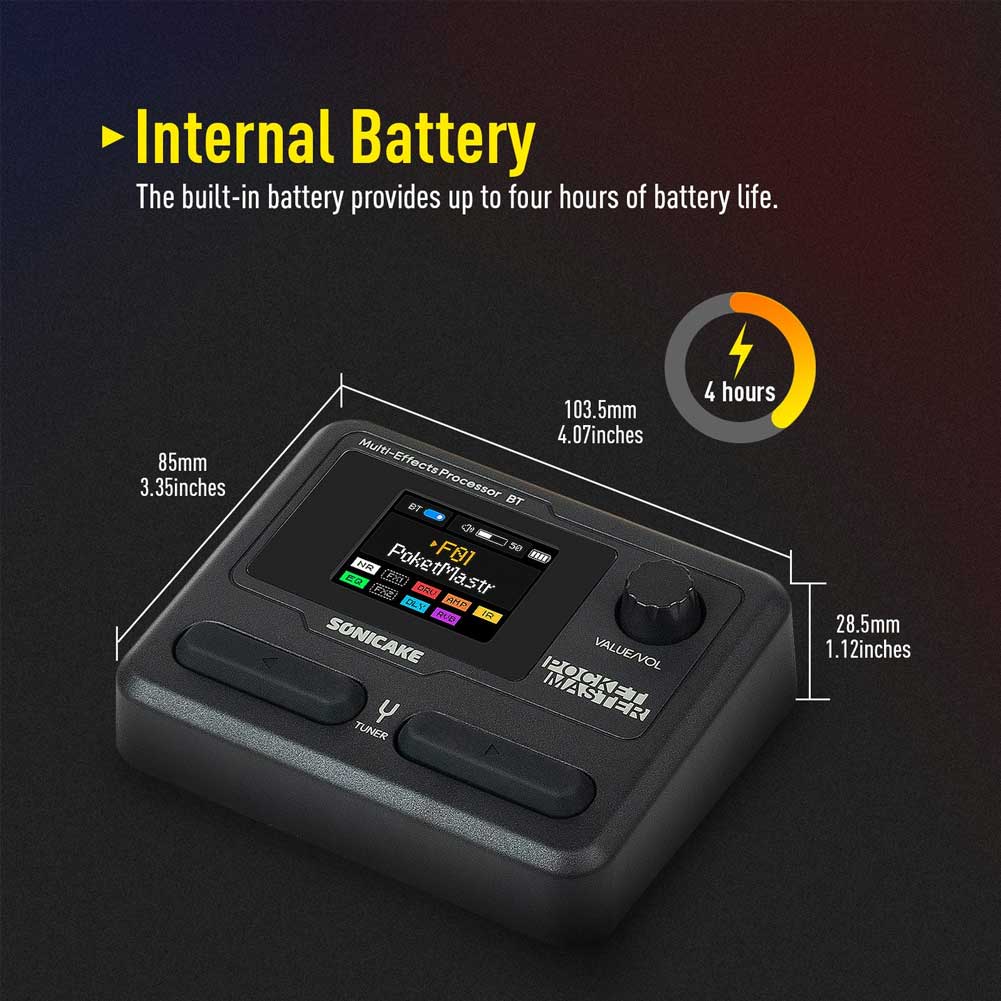 SONICAKE QME-10 BK Pocket Master Compact Guitar Multi Effects Processor with Built-in lithium battery