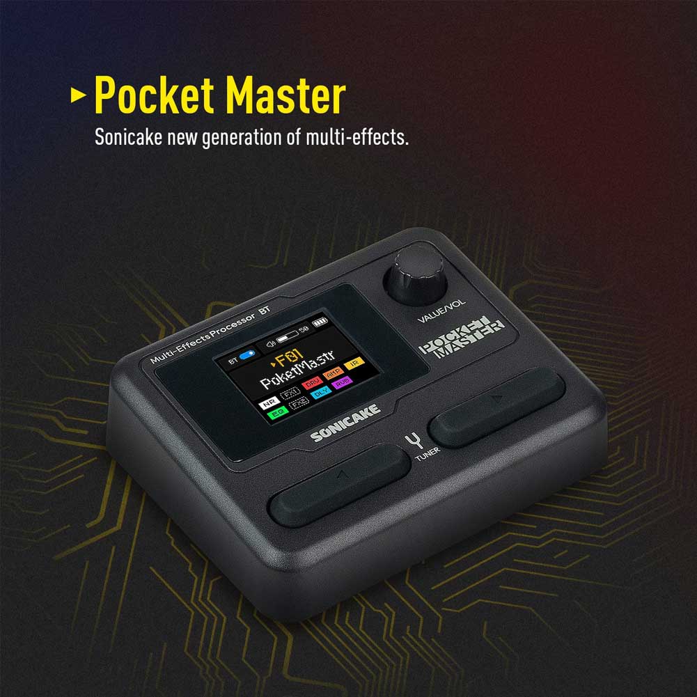 SONICAKE QME-10 BK Pocket Master Compact Guitar Multi Effects Processor with Built-in lithium battery