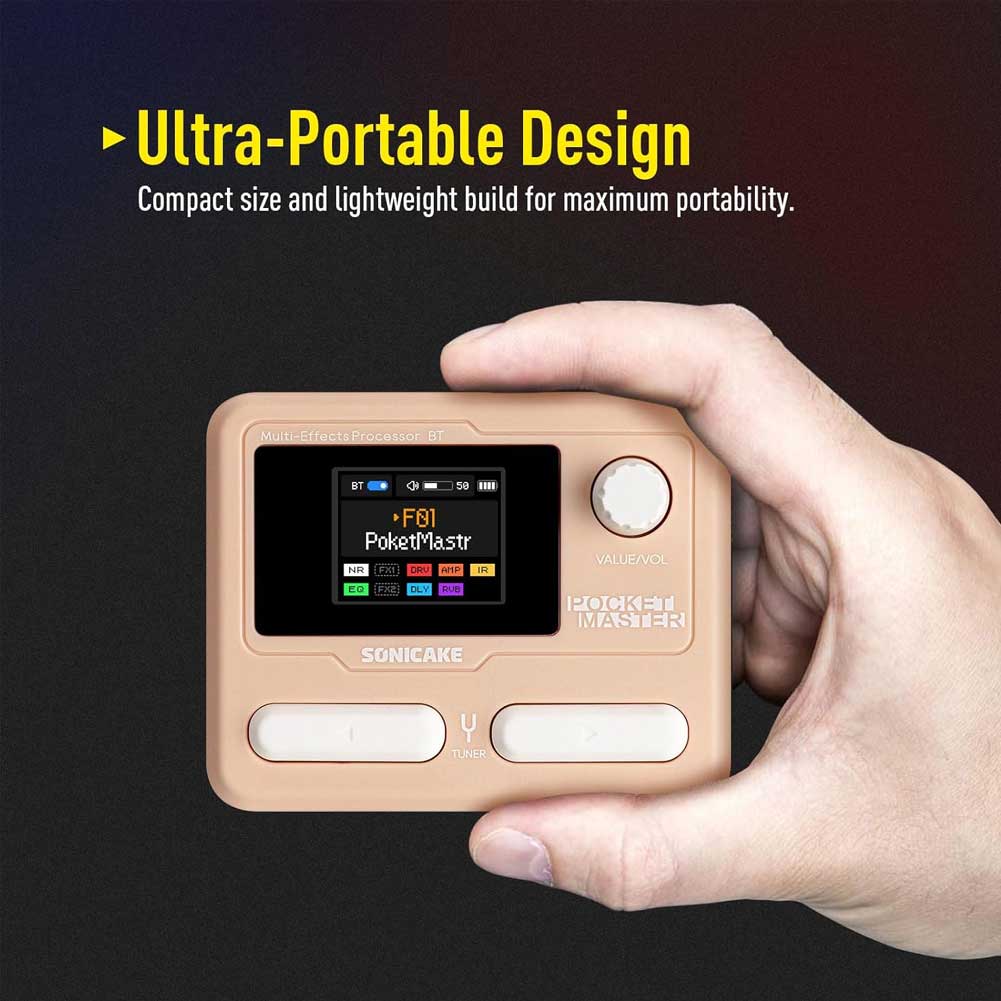 SONICAKE QME-10 PK Pocket Master Compact Guitar Multi Effects Processor with Built-in lithium battery