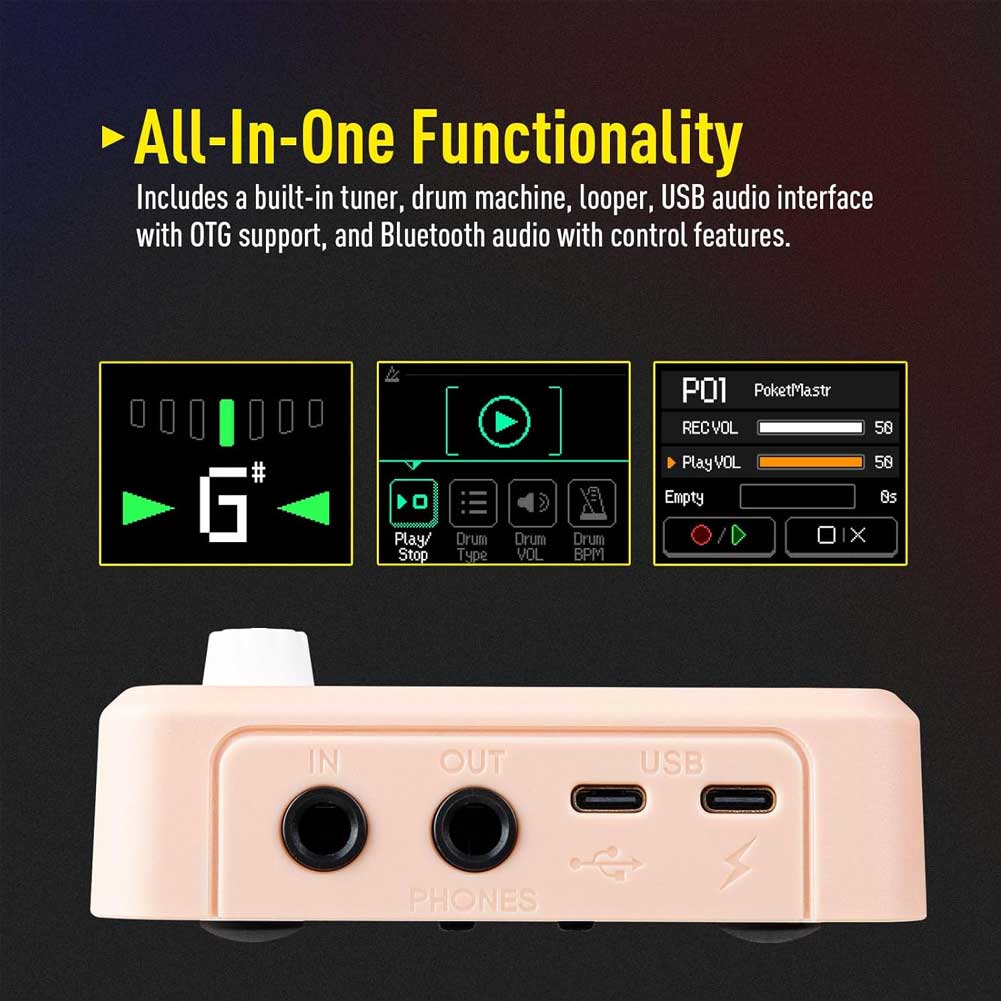 SONICAKE QME-10 PK Pocket Master Compact Guitar Multi Effects Processor with Built-in lithium battery