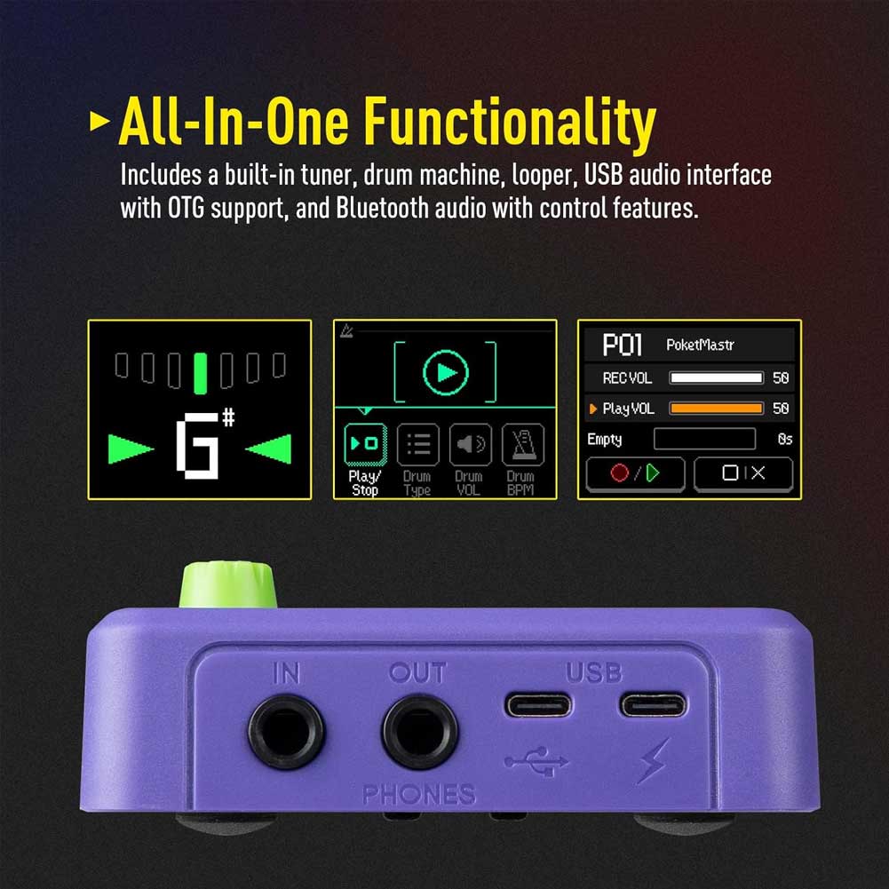 SONICAKE QME-10 PP Pocket Master Compact Guitar Multi Effects Processor with Built-in lithium battery