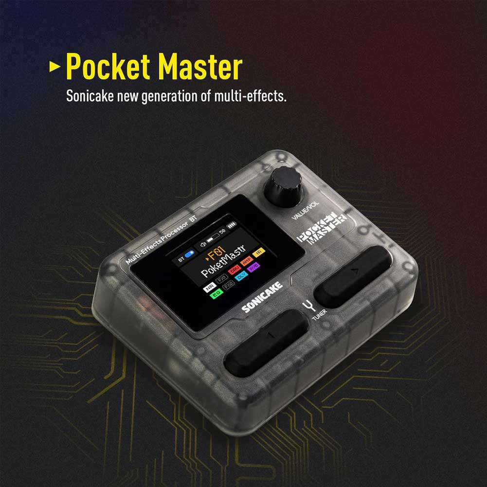 SONICAKE QME-10 TBK Pocket Master Compact Guitar Multi Effects Processor with Built-in lithium battery