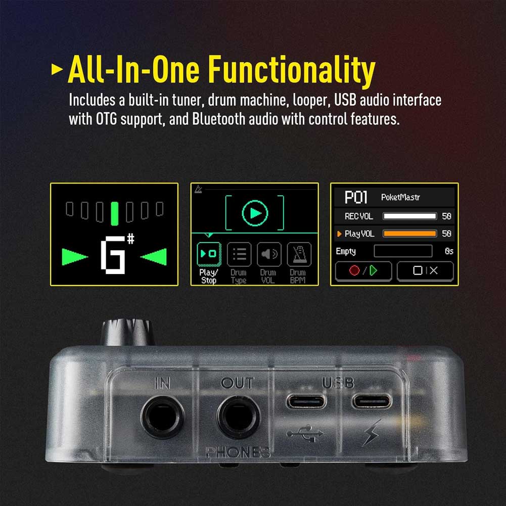 SONICAKE QME-10 TBK Pocket Master Compact Guitar Multi Effects Processor with Built-in lithium battery