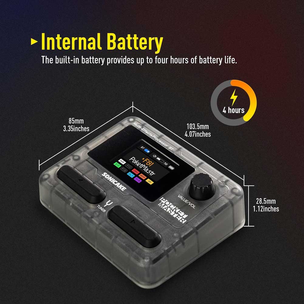 SONICAKE QME-10 TBK Pocket Master Compact Guitar Multi Effects Processor with Built-in lithium battery