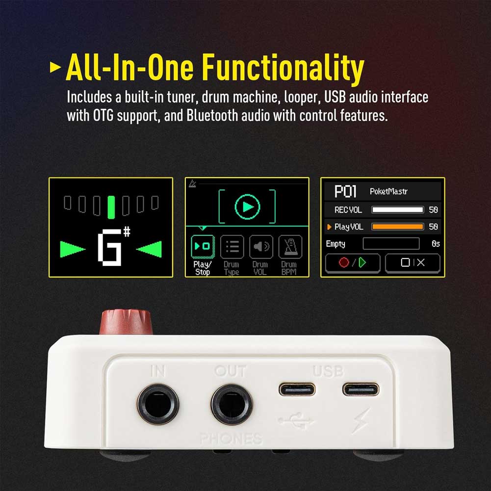 SONICAKE QME-10 WH Pocket Master Compact Guitar Multi Effects Processor with Built-in lithium battery