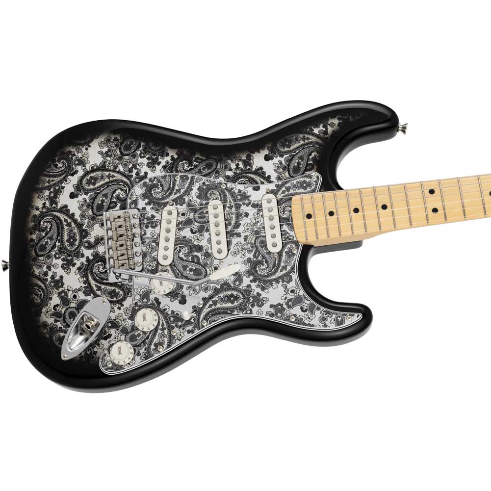 Fender Japanese Black Paisley Stratocaster Limited Edition SSS Maple Fingerboard with Gig Bag 5630102337