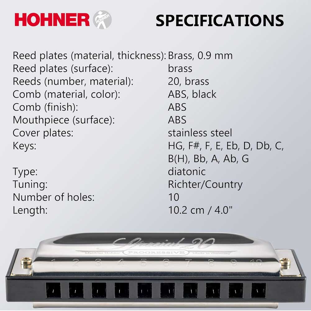 Hohner Special 20 Major Progressive Series Diatonic 10 Hole Harmonica with Case Hohner Special 20 Major Progressive Series Diatonic 10 Hole Harmonica with Case