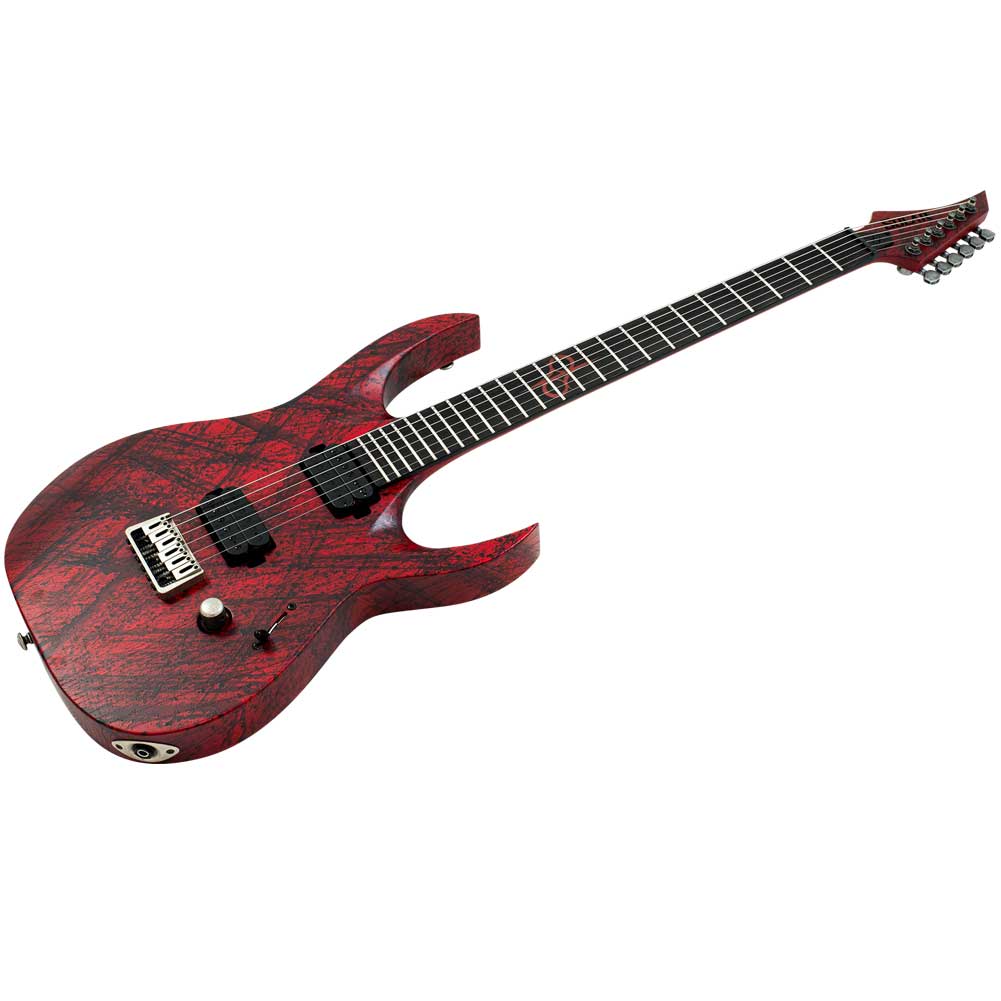 Solar A2.6Canibalismo+ S series A Type Blood Red Open Pore with Blood Splatter Electric Guitar 6 String with Gig Bag Solar A2.6Canibalismo+ S series A Type Blood Red Open Pore with Blood Splatter Electric Guitar 6 String with Gig Bag