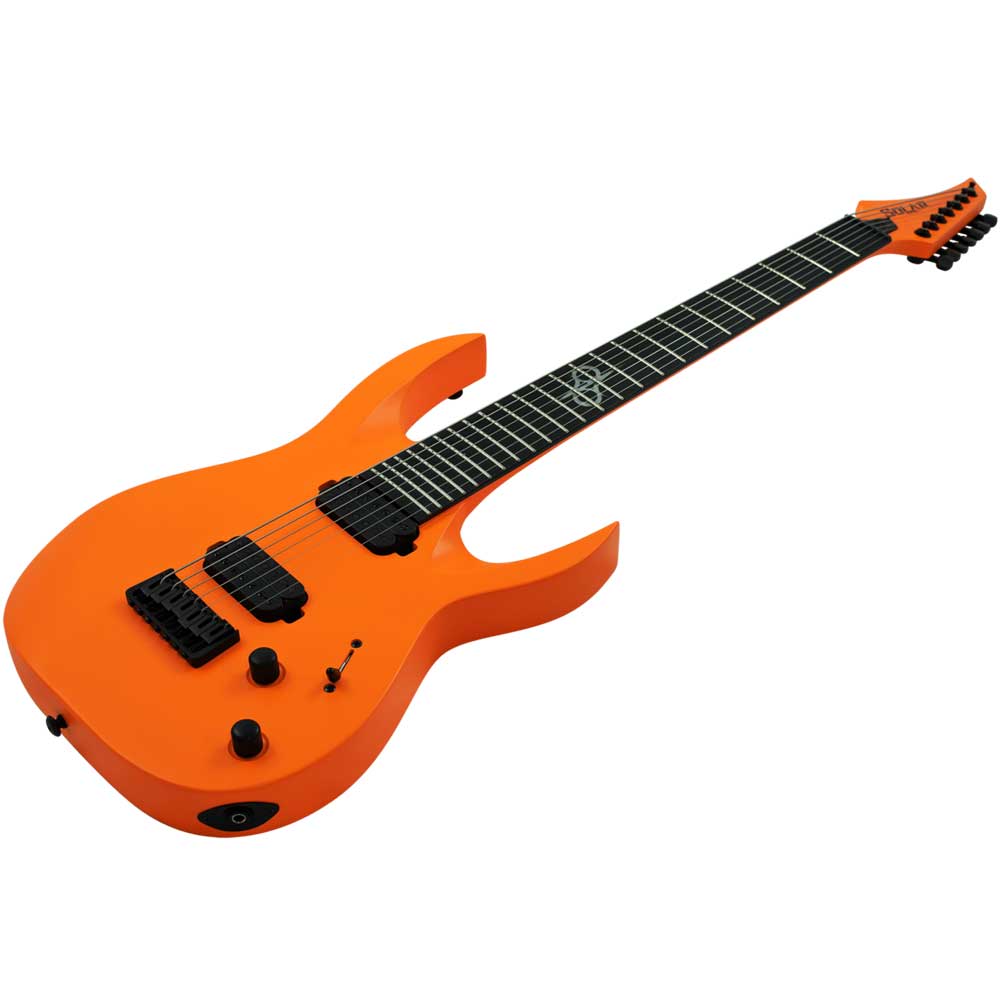 Solar A2.7 S series A Type Orange Neon Matte Electric Guitar 7 String with Gig Bag