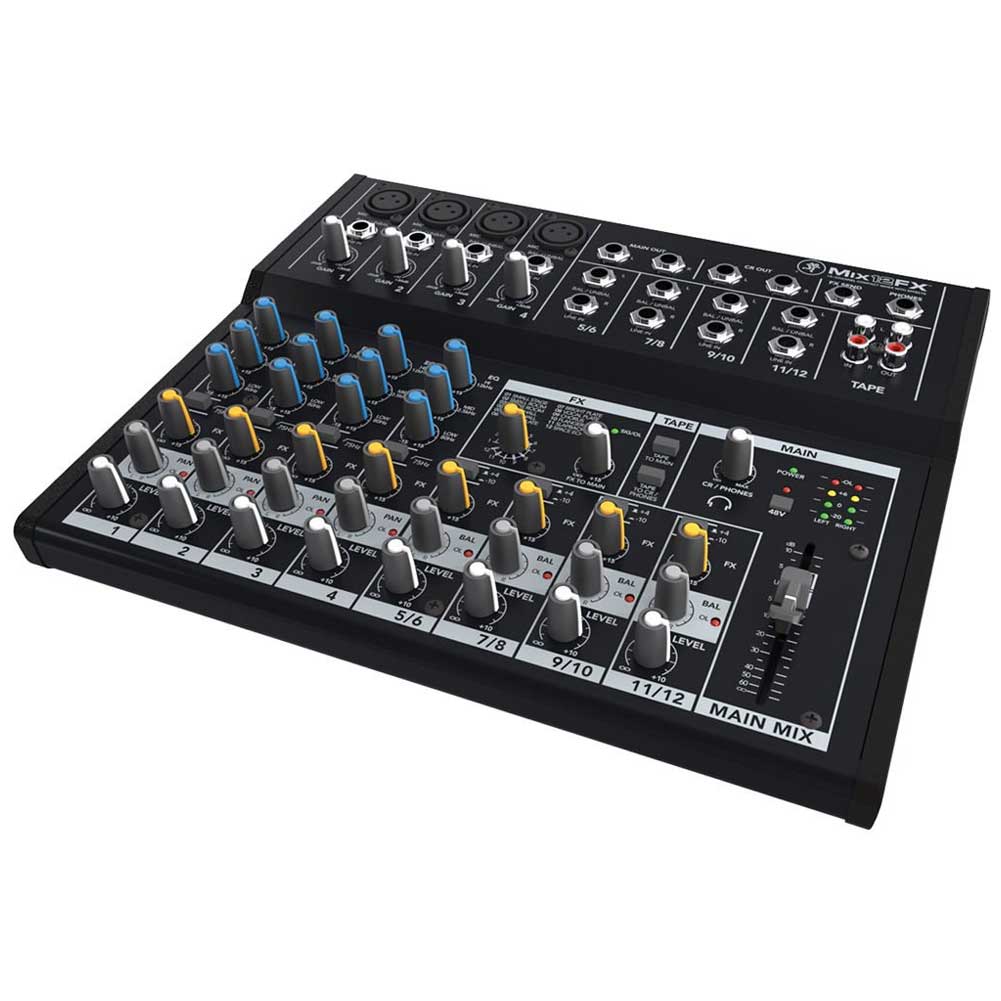 Mackie Mix12FX 12-channel Mixer with 4 Mic Preamps 4 Stereo Channels EQ and Digital FX Mackie Mix12FX 12-channel Mixer with 4 Mic Preamps 4 Stereo Channels EQ and Digital FX