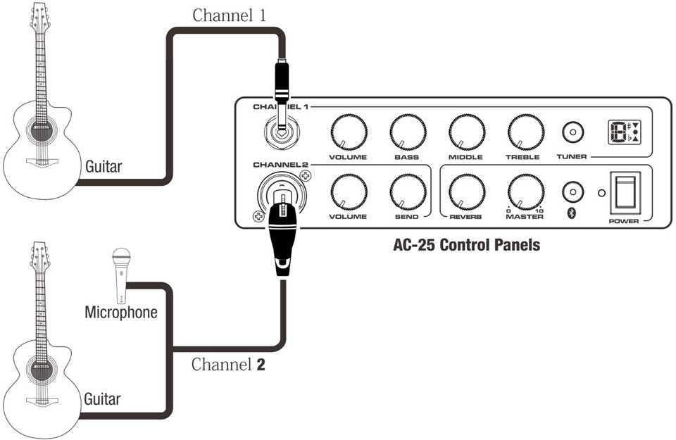Dual channel for instrument and mic