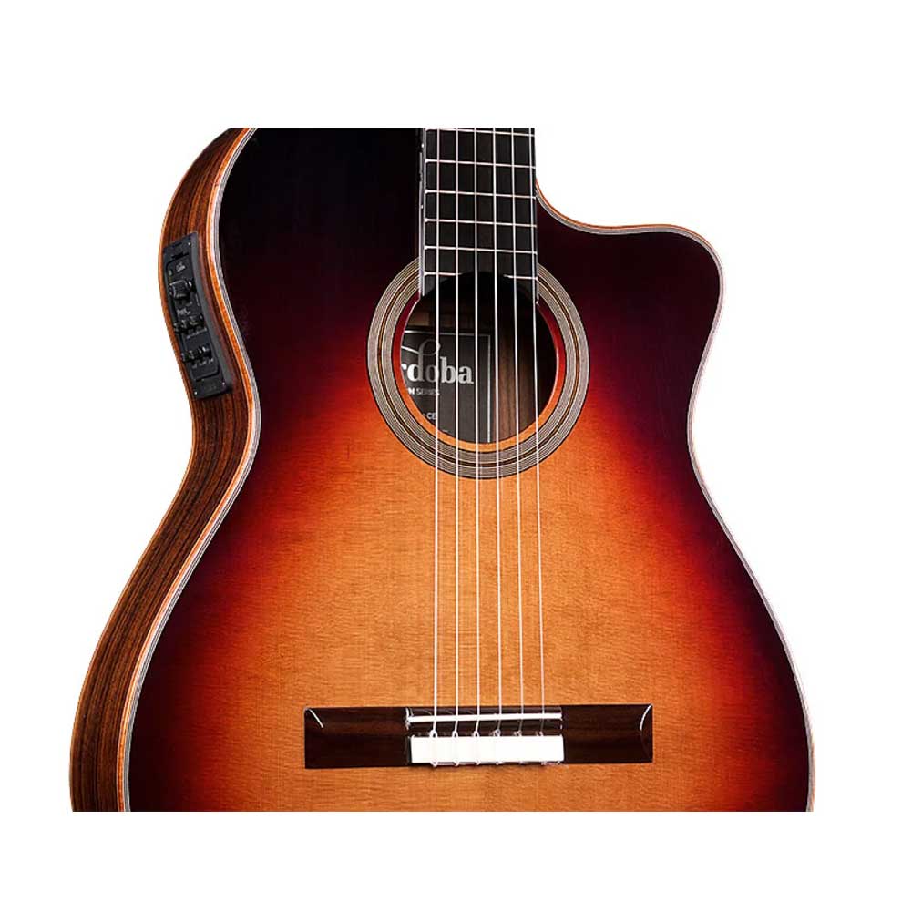 Cordoba Fusion Orchestra CE Tear Drop Burst Crossover Nylon String Electro Acoustic Classical Guitar 99-750-0080