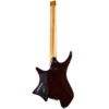 Strandberg Boden Original N2.6 Amber Haze Burst Gloss With Gig Bag Back view of a burgundy electric guitar, showing maple neck and ergonomic body from behind.