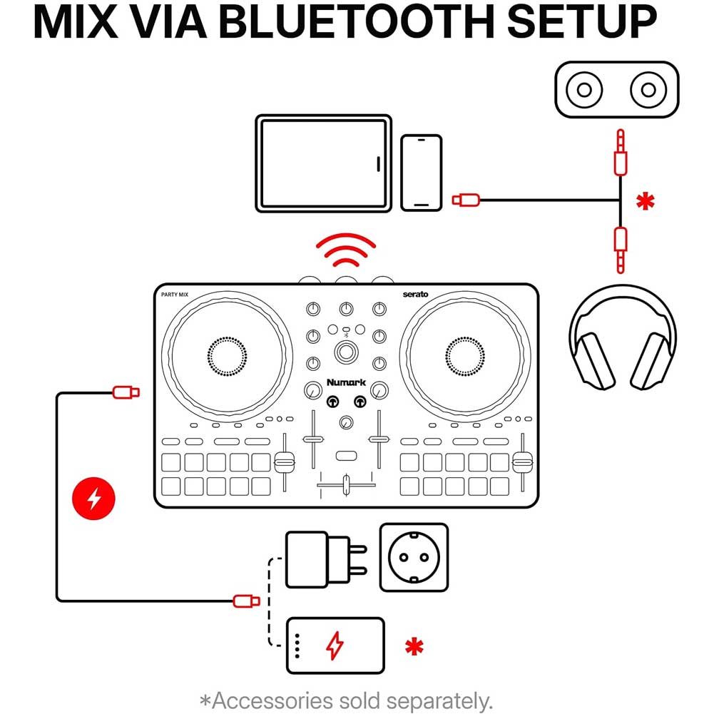 Numark Party Mix III Bluetooth DJ Controller with Built-in Lights | Beat Assist, Smart Fader, 16 Pads, 2 Deck DJ Mixer, Stems Control, USB-C, Serato DJ Lite and Algoriddim djay Included Numark Party Mix III Bluetooth DJ Controller with Built-in Lights | Beat Assist, Smart Fader, 16 Pads, 2 Deck DJ Mixer, Stems Control, USB-C, Serato DJ Lite and Algoriddim djay Included