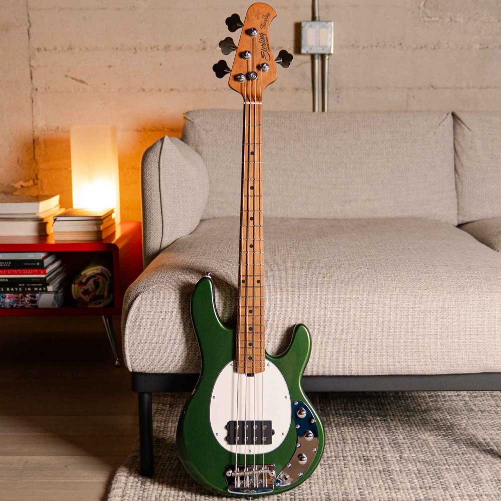 Sterling ST-RAYSS4-CHG-M2-C Charging Green Short Scale by Music Man Stingray 4 String Bass Guitar