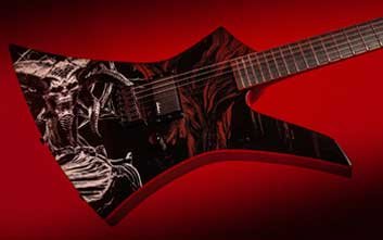 Diablo Graphics on front and back of guitars