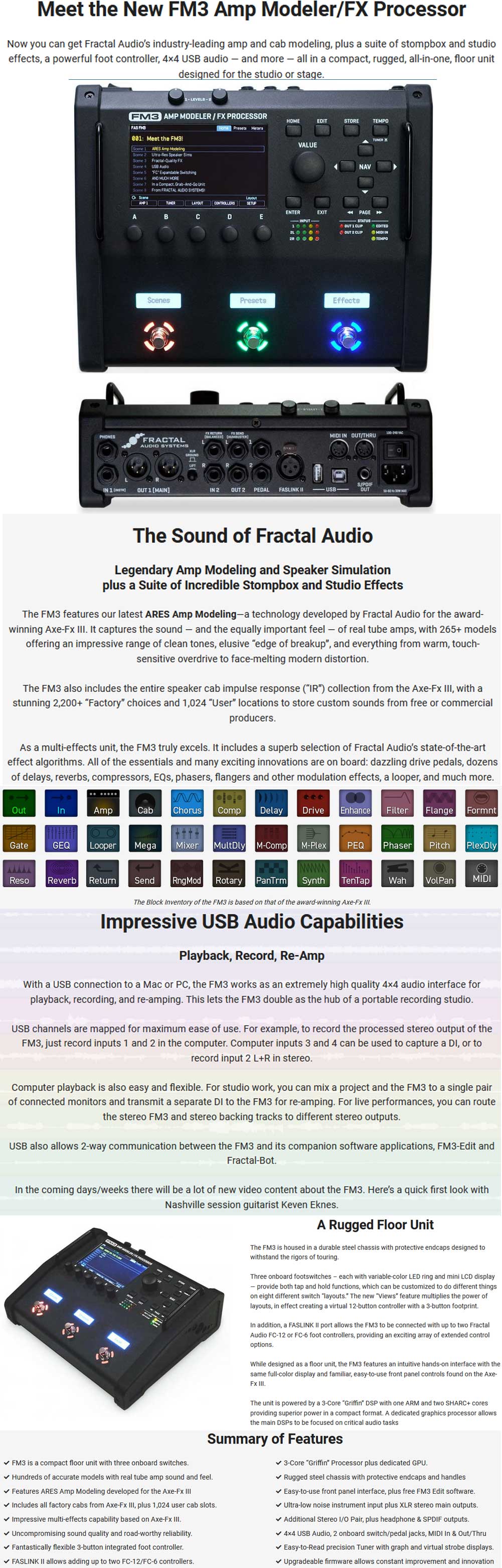 Fractal Audio FM3 Amp Modeler-Multi-FX Processor FAS-030D Fractal Audio FM3 Amp Modeler-Multi-FX Processor FAS-030D