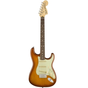Fender American Performer Stratocaster Rosewood Fingerboard SSS Electric Guitar with Deluxe Gig Bag Satin Honey Burst 0114910342