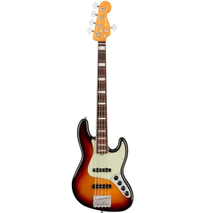 Fender American Ultra Jazz Bass Rosewood Fingerboard 5 String Bass Guitar with Elite Molded Hardshell Case Ultraburst 0199030712
