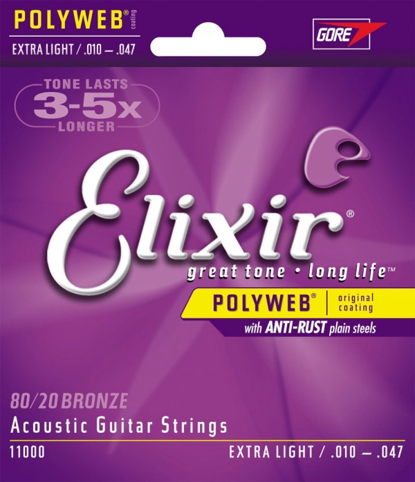 Elixir Extra Light Polyweb Acoustic Guitar 10-47 Strings ELX 11000