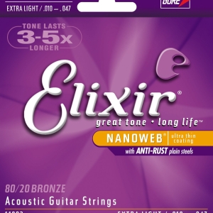 Elixir Nanoweb Extra Light Acoustic Guitar 10-47 Strings ELX 11002