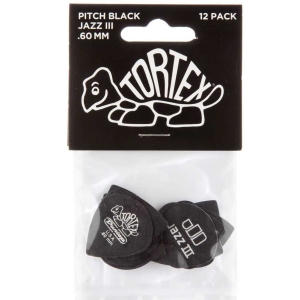 Dunlop Tortex Jazz III Pitch Black Pick 482R.60mm 72 Pcs Player's Pack picks