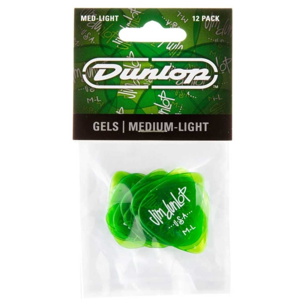Dunlop Gels Green Medium Light 486PML 12 Pcs Player's Pack picks