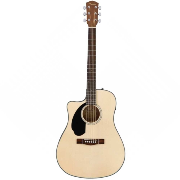 Fender CD-60SCE Nat LH Dreadnought Left Handed Cutaway Solid Spruce Walnut Fingerboard Fishman Pickup Electro Acoustic Guitar with Gig Bag Natural 0970118021