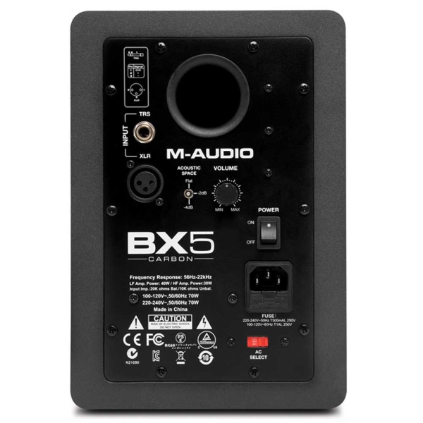 M-Audio BX5 Carbon Compact studio monitors for music production and mixing