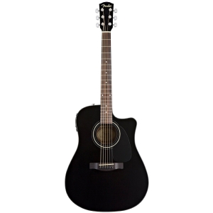 Fender CD-60SCE BLK Dreadnought Cutaway Solid Spruce Walnut Fingerboard Fishman Pickup Electro Acoustic Guitar with Gig Bag Black 0970113006