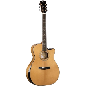 Cort Gold Edge Natural Glossy Grand Auditorium Cutaway Body Torrefied Solid Sitka Spruce Semi-Acoustic Guitar