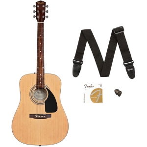 Fender FA-115 Nat Dreadnought Acoustic Guitar Pack Strap Picks String Set with Gig Bag Natural 0971110421