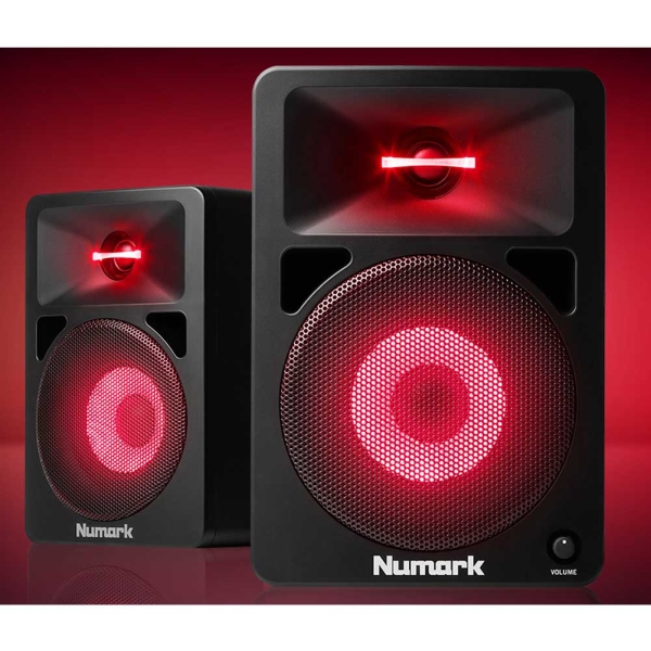 Numark N-Wave 580L 40W Full Range Powered DJ Monitors with Pulsating Lights RGB LED