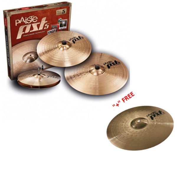 Paiste PST 5 Series Universal Cymbals Set 14" Hi-Hats 16" Crash 20" Ride FREE 18" Crash 000068US16