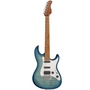 Sire Larry Carlton S7 FM TBL Signature series Flame Maple Top Roasted Maple Neck HSS Electric Guitar with Gig Bag Transparent Blue Color