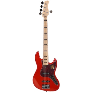 Sire Marcus Miller V7 Vintage Swamp Ash Bright Metallic Red 5 String 2nd Gen Bass Guitar with Gig Bag