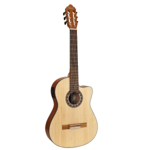Valencia VC304CET Natural 4/4 Size 300 Series Cutaway Semi Acoustic Classical Guitar With Truss Rod
